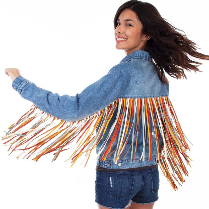 Hovedbilde Dongerijakke med frynser