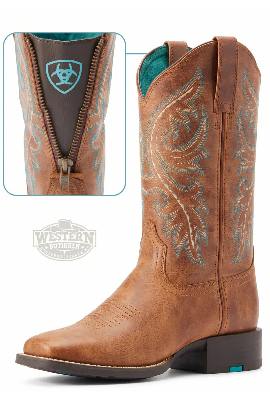 Round Up Back Zip Western Boots - Desert Sand