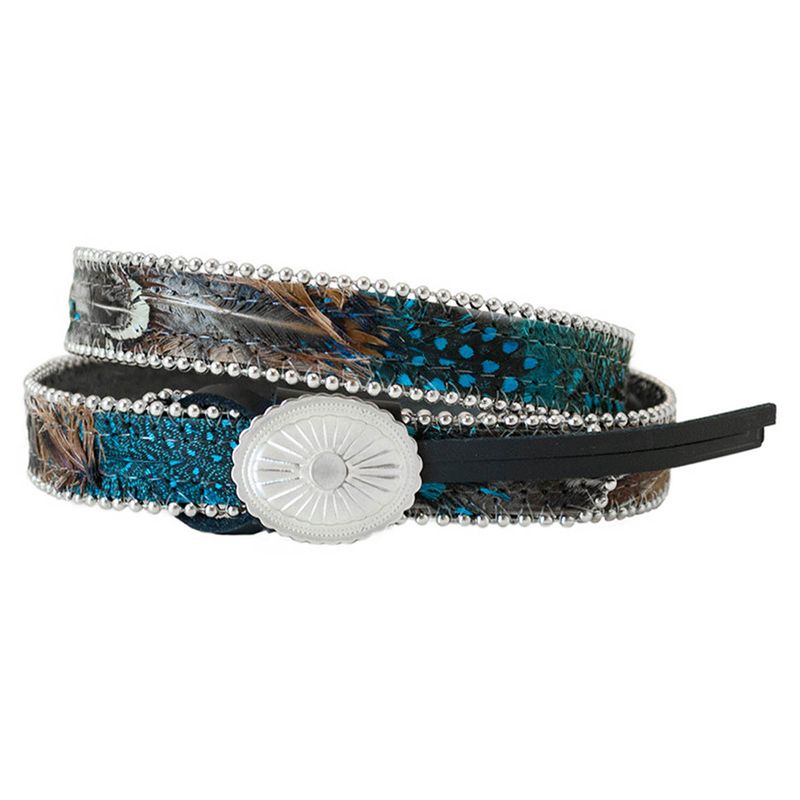 Blue Feathered Hatband | Hattebånd med fjær i westernstil