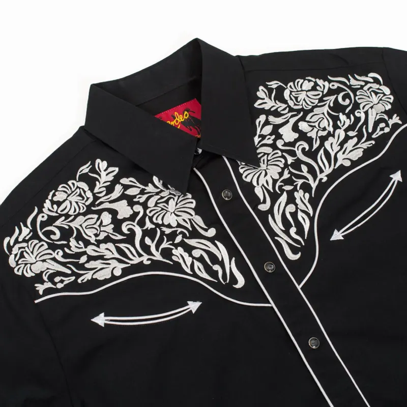 Westernskjorte Black Silver Embroidery