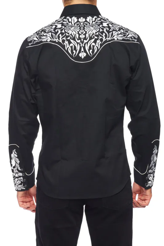 Westernskjorte Black Silver Embroidery
