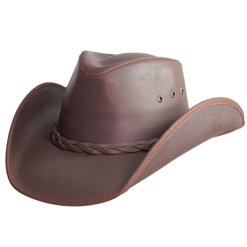 Hollywood Brun Cowboyhatt I Skinn