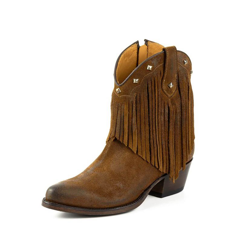 Mayura Atenea Ankelhøye Cowgirl Boots Med Frynser - Afelpado Tabaco 