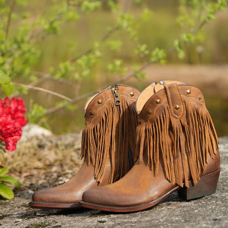 Mayura Atenea Ankelhøye Cowgirl Boots Med Frynser - Afelpado Tabaco 